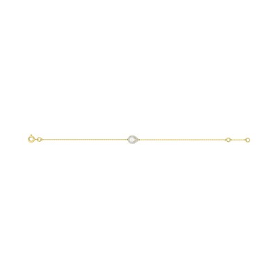 Bracelet en or jaune, perle de culture 4mm et oxyde de zirconium