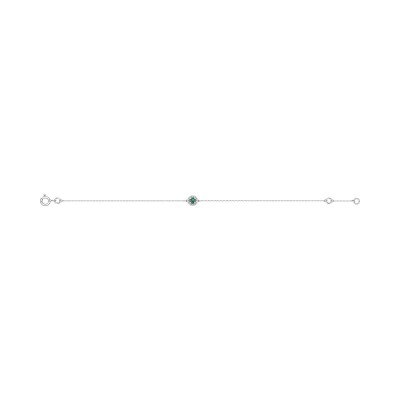 Bracelet en or blanc, émeraude et diamant 0.04ct
