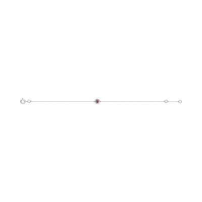 Bracelet en or blanc, rubis et diamant 0.04ct