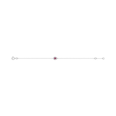Bracelet en or blanc, rubis et diamant 0.01ct