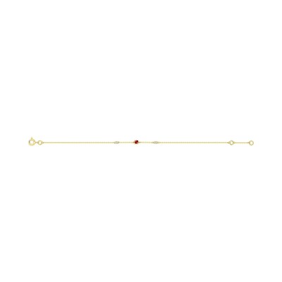 Bracelet en or jaune, rubis et oxyde de zirconium
