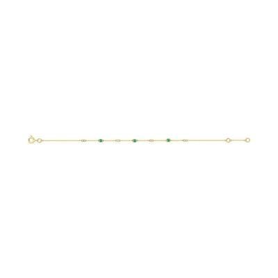 Bracelet en or jaune, émeraude et oxyde de zirconium