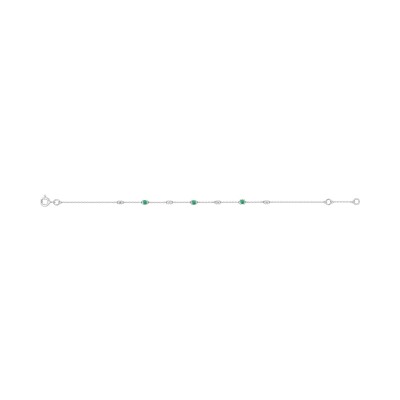 Bracelet en or blanc, émeraude et oxyde de zirconium
