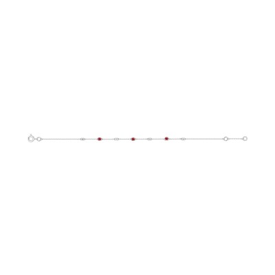 Bracelet en or blanc, rubis et oxyde de zirconium