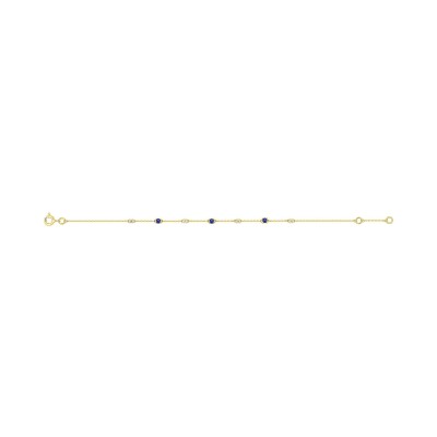Bracelet en or jaune, saphir et oxyde de zirconium