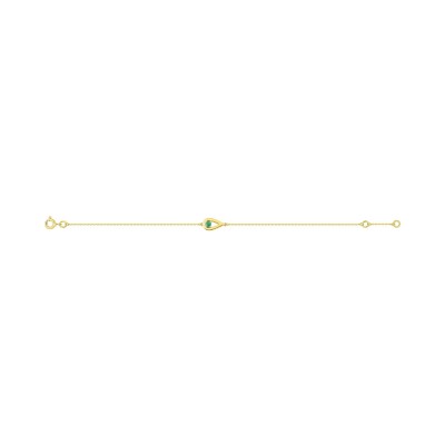 Bracelet en or jaune et émeraude