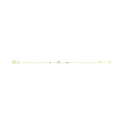 Bracelet en or jaune, aquaprase et oxyde de zirconium