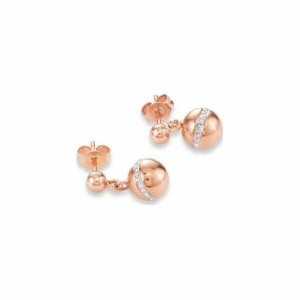 Boucles d'oreilles Coeur de Lion en cristaux en pavé et métal doré rose