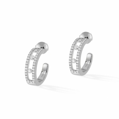 Messika Move Classique creole earrings, white gold, diamonds