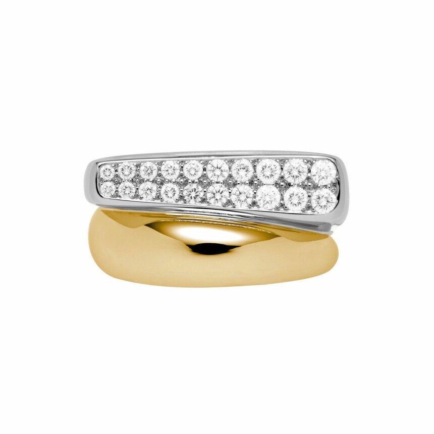 FRED Success ring, medium size, white gold, yellow gold,  diamond