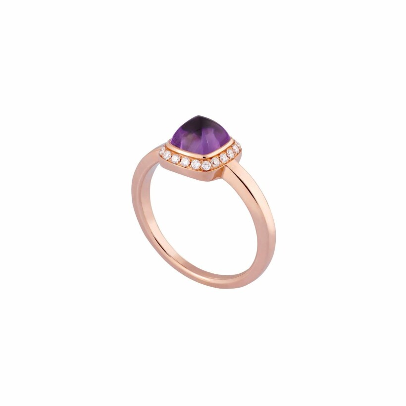 FRED Pain de sucre ring, small size, rose gold, diamond, amethyst