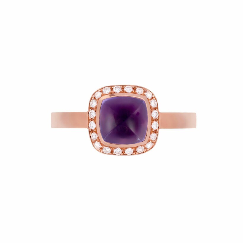 FRED Pain de sucre ring, small size, rose gold, diamond, amethyst