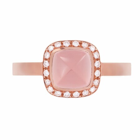 Bague FRED Pain de sucre en or rose et diamants, quartz