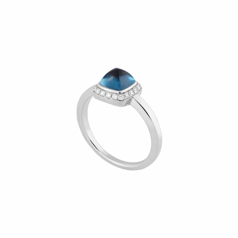 FRED Pain de sucre ring, small size, white gold, diamond, topaz