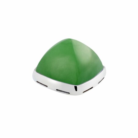 Cabochon FRED Pain de sucre en or blanc et jade