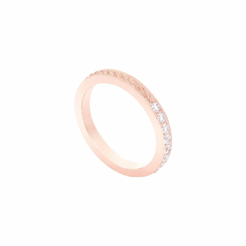 FRED Force 10 Duo ring, small size, rose gold, white diamond pave