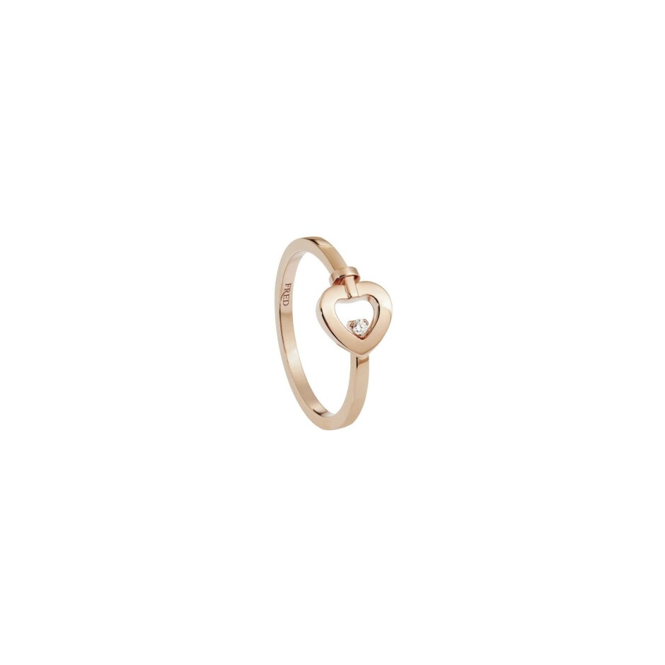 Bague FRED Pretty Woman Mini Modèle en or rose et serti d'un diamant