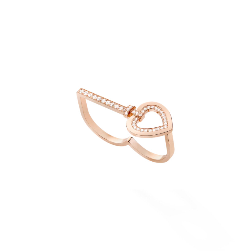 Fred Double Pretty Woman ring, rose gold and diamonds