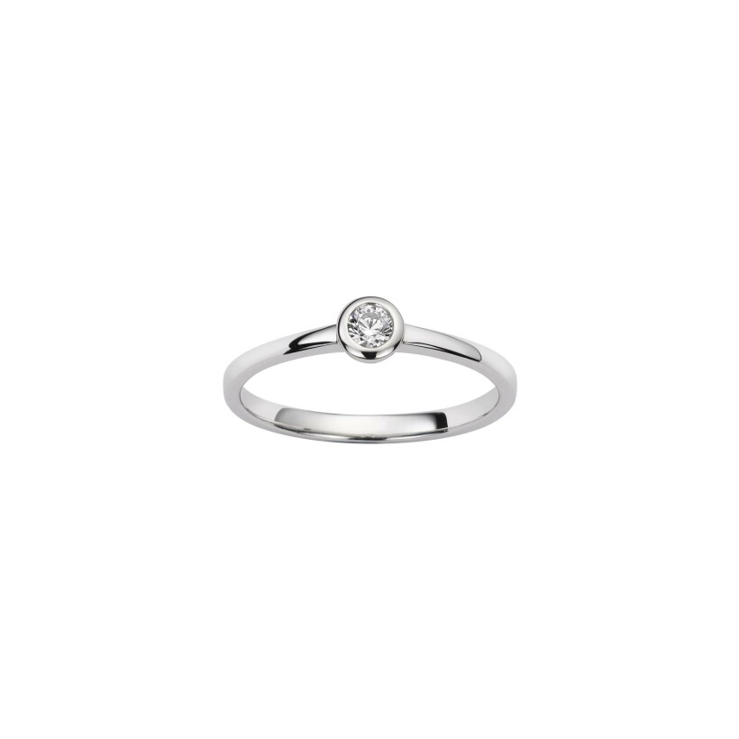 Solitaire Vaneste serti clos en or blanc et diamant