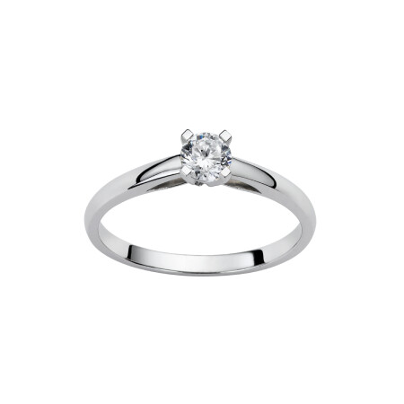 Solitaire en or blanc palladié et diamants de 0.20ct