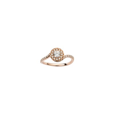 Solitaire en or rose et diamants