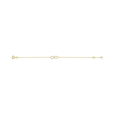 Bracelet en or jaune et oxyde de zirconium, taille 18cm