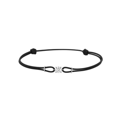 Bracelet corde en or blanc et oxyde de zirconium