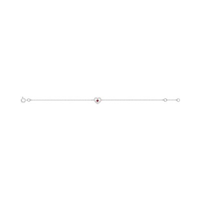 Bracelet en or blanc, rubis et oxyde de zirconium