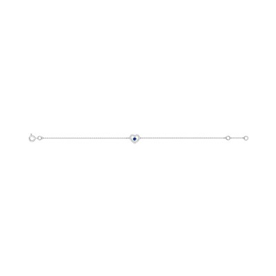 Bracelet en or blanc, saphir et oxyde de zirconium