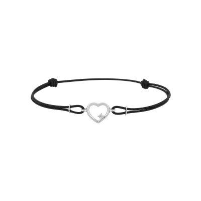 Bracelet corde en or blanc et oxyde de zirconium