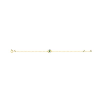 Bracelet en or jaune et émeraude
