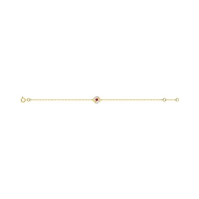 Bracelet en or jaune et rubis