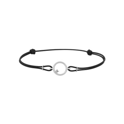 Bracelet corde en or blanc et oxyde de zirconium