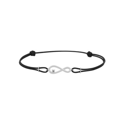Bracelet corde en or blanc et oxyde de zirconium