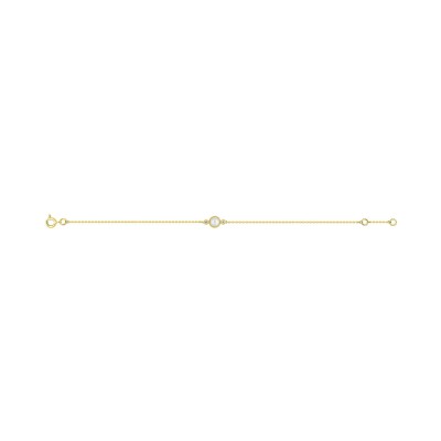 Bracelet en or jaune, perle de culture et diamant 0.03ct