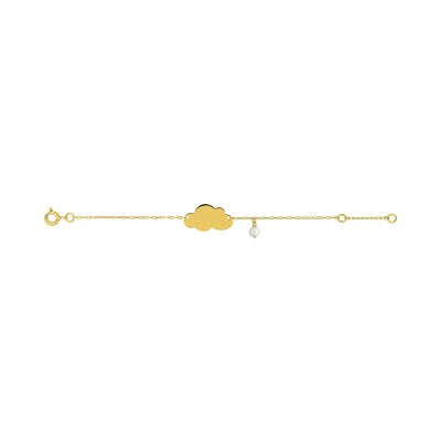 Gourmette bébé en or jaune et perle de culture