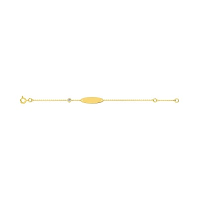 Gourmette Bébé en or jaune et oxyde de zirconium, taille 14cm