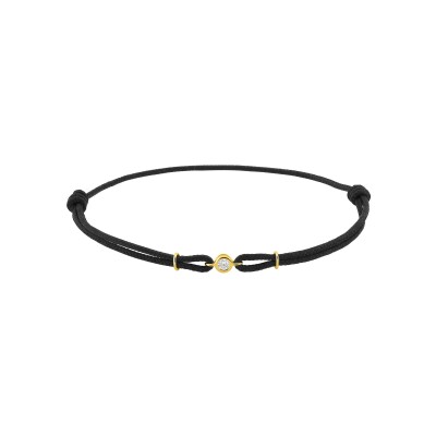 Bracelet corde en or jaune et diamant 0.05ct