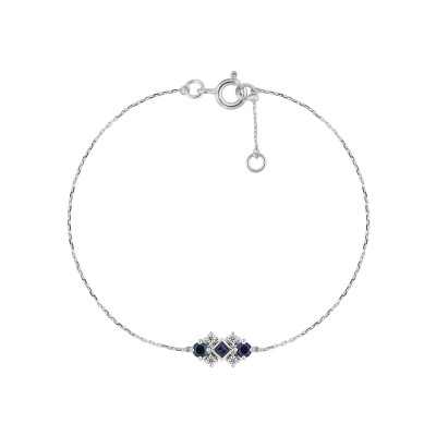 Bracelet en or blanc, saphir et oxyde de zirconium