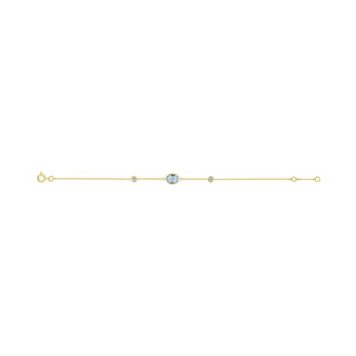 Bracelet en or jaune, topaze bleue et oxyde de zirconium
