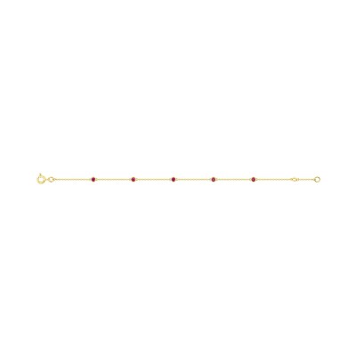 Bracelet en or jaune et rubis