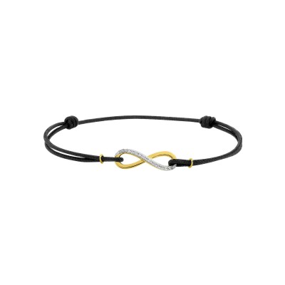 Bracelet corde en or jaune et oxyde de zirconium
