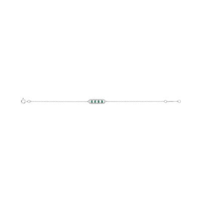 Bracelet en or blanc, émeraude et oxyde de zirconium