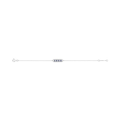 Bracelet en or blanc, saphir et oxyde de zirconium