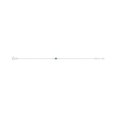 Bracelet en or blanc, émeraude et diamant 0.01ct