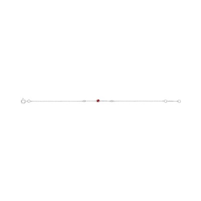 Bracelet en or blanc, rubis et oxyde de zirconium