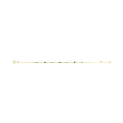 Bracelet en or jaune, émeraude et oxyde de zirconium