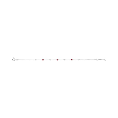 Bracelet en or blanc, rubis et oxyde de zirconium