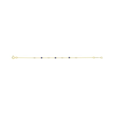 Bracelet en or jaune, saphir et oxyde de zirconium