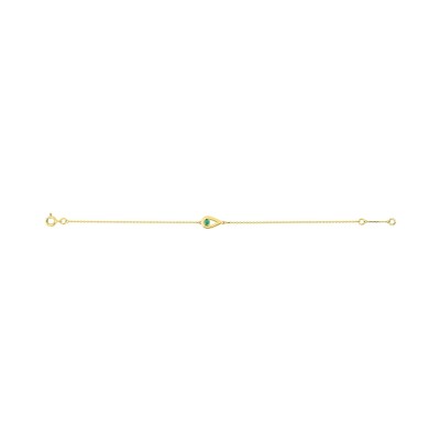 Bracelet en or jaune et émeraude